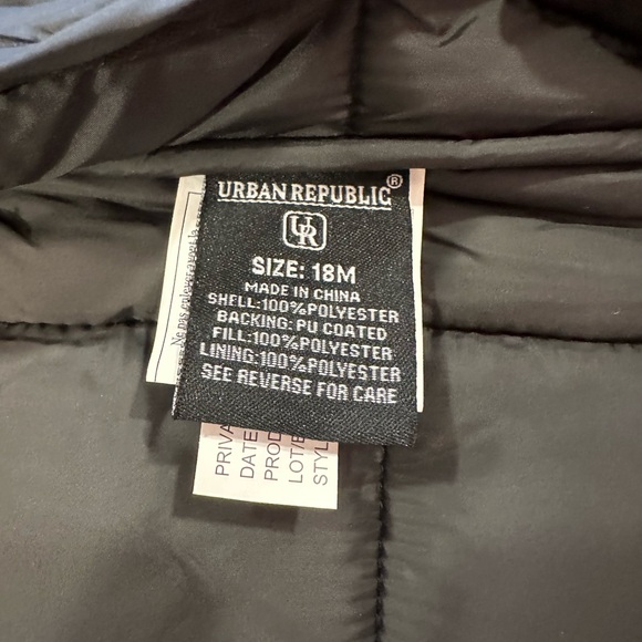 NWT Urban Republic Kids Quilted Zip Front Hooded Jacket, Grey, 18 Months - Picture 4 of 8